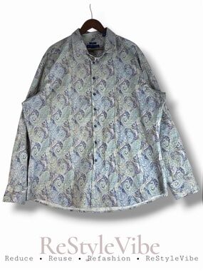 KOLTE Men’s Size XXL Shirt Button Down Long Sleeve Stretch Cotton Paisley Print